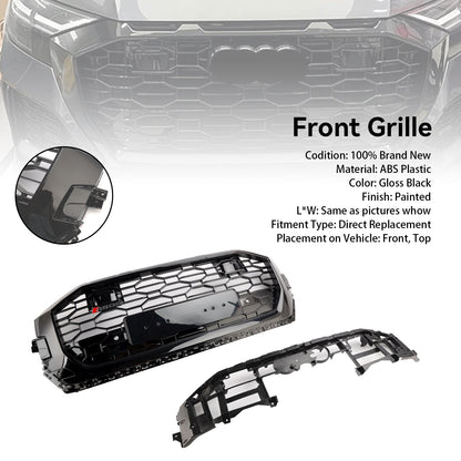 2019-2023 Audi Q8 SQ8 RSQ8 Style Front Honeycomb Mesh Grill Gloss Black Grille