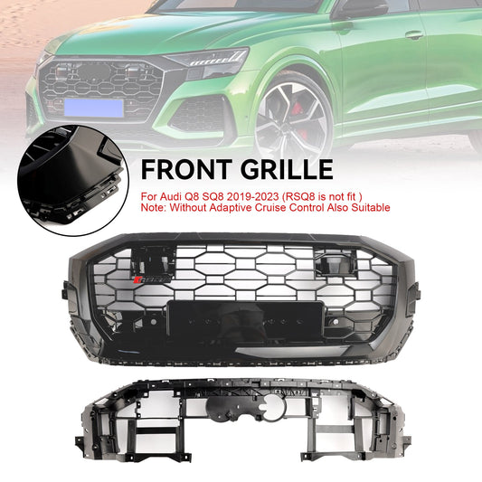 2019-2023 Audi Q8 SQ8 RSQ8 Style Front Honeycomb Mesh Grill Gloss Black Grille
