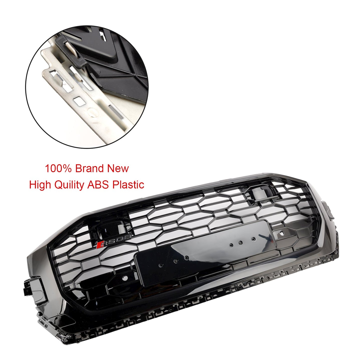 2019-2023 Audi Q8 SQ8 RSQ8 Style Front Honeycomb Mesh Grill Gloss Black Grille