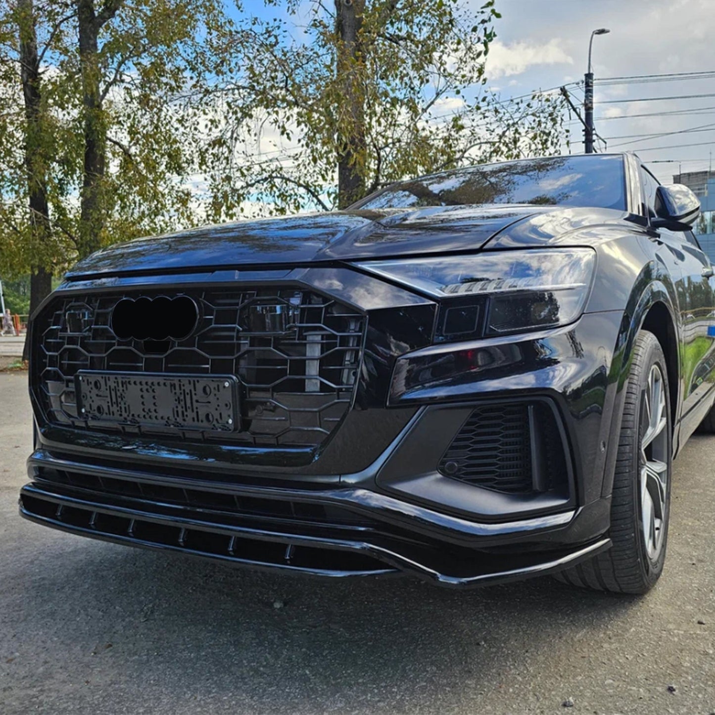 2019-2023 Audi Q8 SQ8 RSQ8 Style Front Honeycomb Mesh Grill Gloss Black Grille