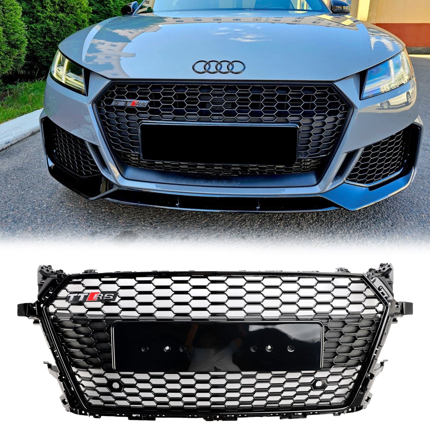 2014-2023 Audi TT TTS MK3 FV 8S RS Style Front Honeycomb Grill Gloss Black Grille
