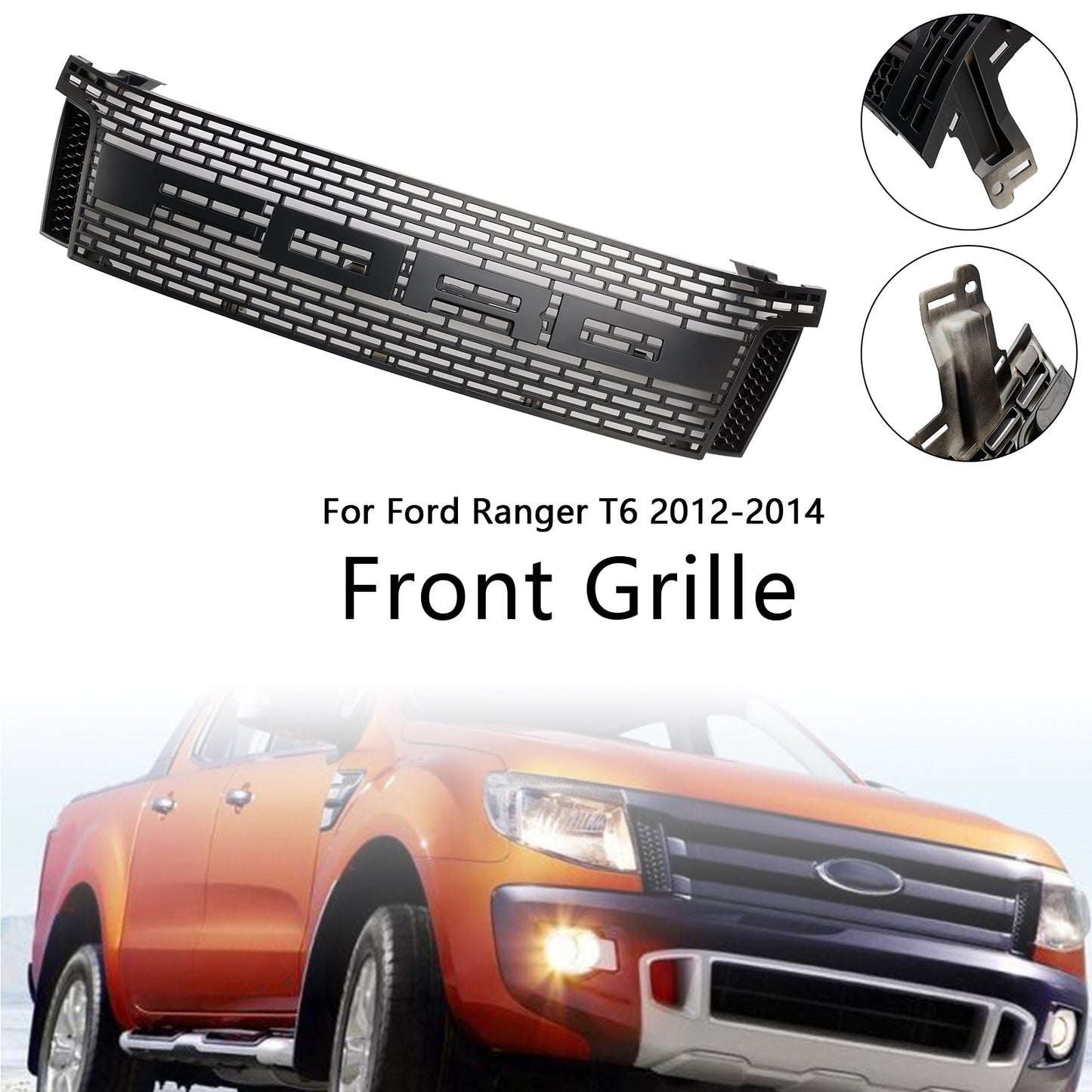 2012-2015 Ford Ranger T6 PX1 Front Grill Raptor Style Bumper Black Grille