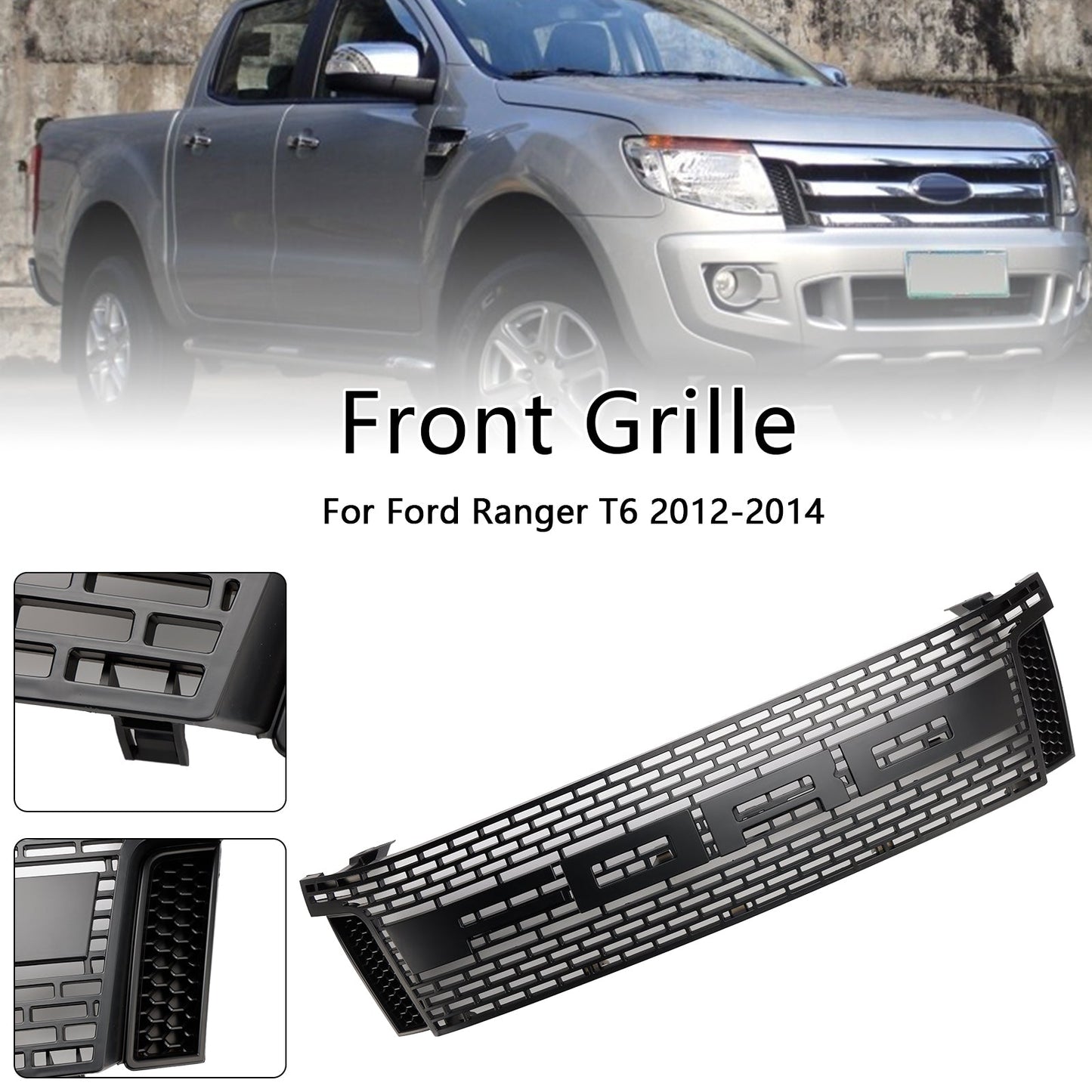 2012-2015 Ford Ranger T6 PX1 Front Grill Raptor Style Bumper Black Grille