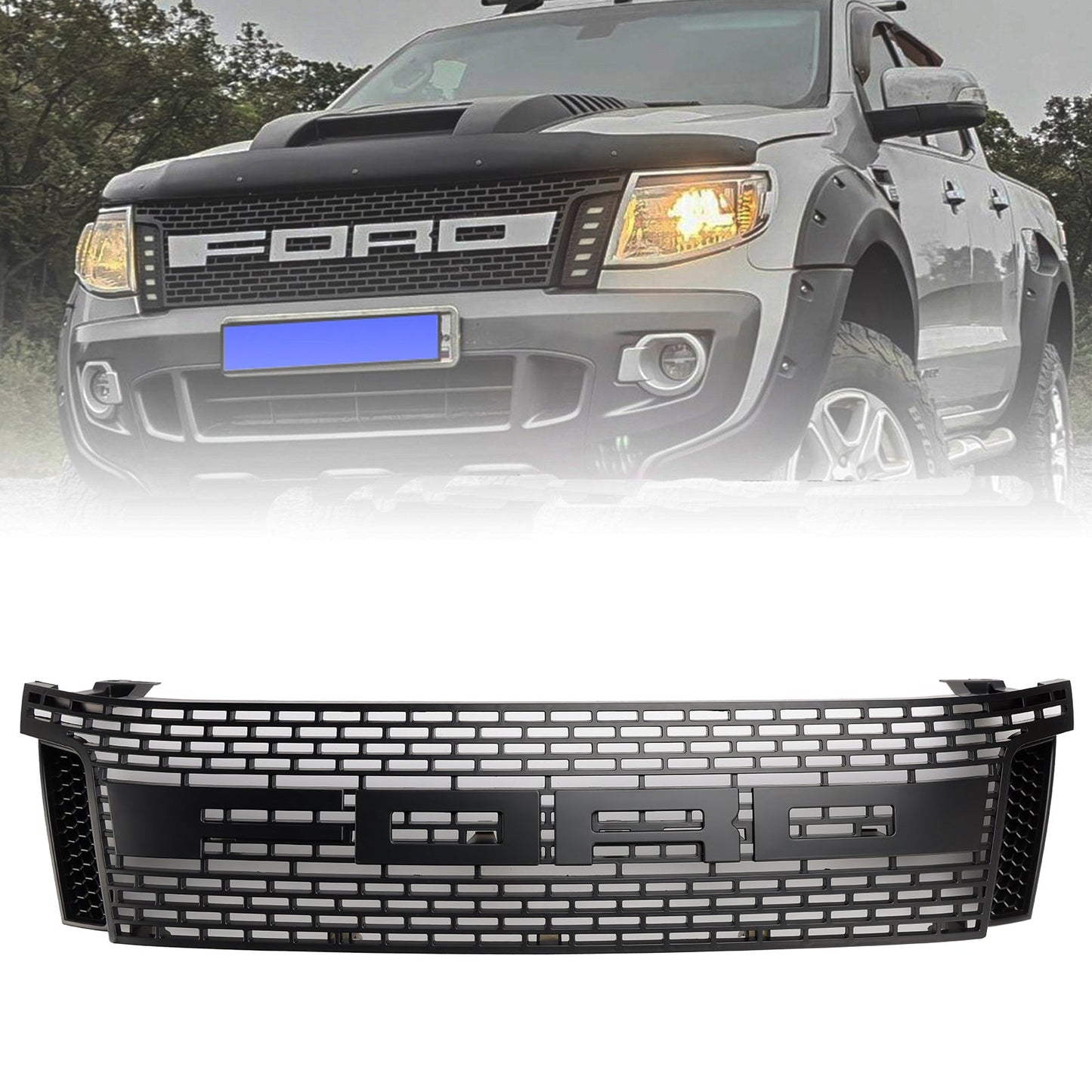 2012-2015 Ford Ranger T6 PX1 Front Grill Raptor Style Bumper Black Grille