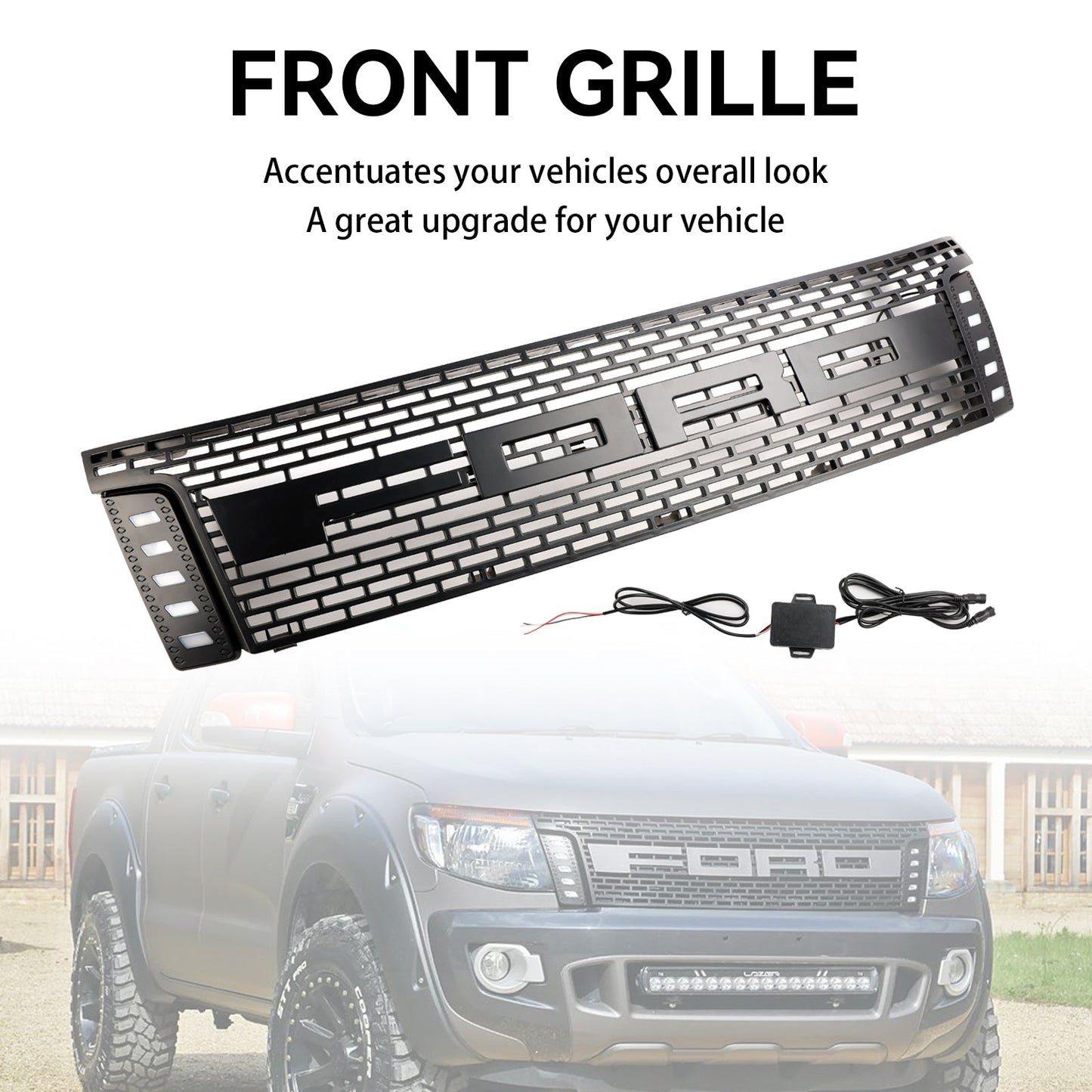 2012-2015 Ford Ranger T6 PX1 Front Grill Raptor Style Bumper Black Grille