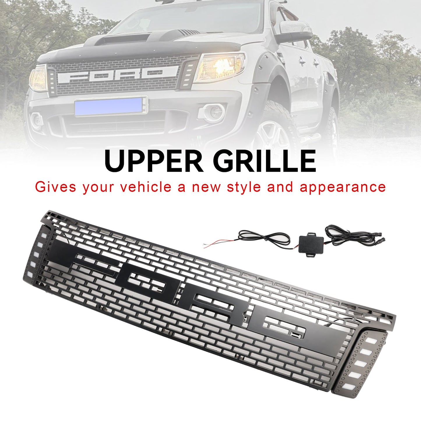 2012-2015 Ford Ranger T6 PX1 Front Grill Raptor Style Bumper Black Grille