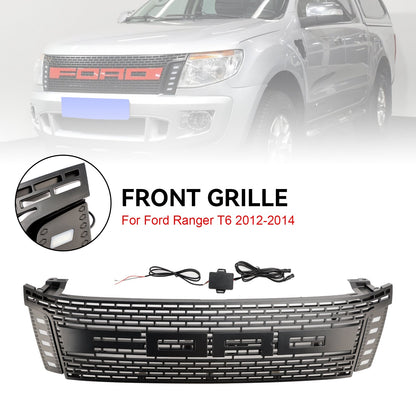 2012 2013 2014 2015 Raptor Style Ford Ranger T6 PX1 Matte Black Front Grill Air Intake Radiator Grille With LED Light