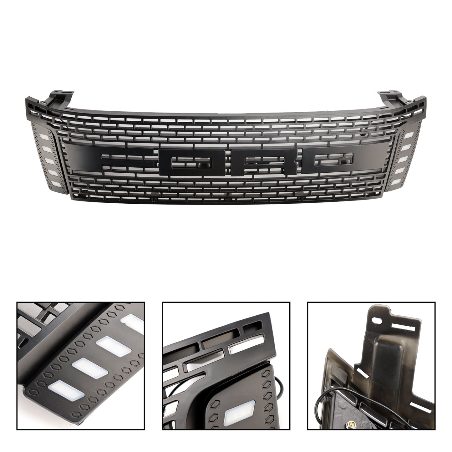 2012 2013 2014 2015 Raptor Style Ford Ranger T6 PX1 Matte Black Front Grill Air Intake Radiator Grille With LED Light