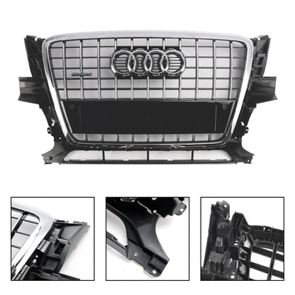 Audi Q5 2009-2012 Front Bumper Horizontal Slat Grill Chrome Grille W/ Ring Emblem