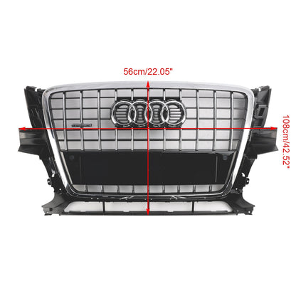Audi Q5 2009-2012 Front Bumper Horizontal Slat Grill Chrome Grille W/ Ring Emblem