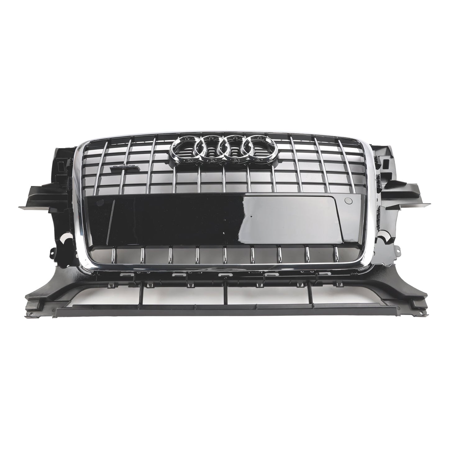 Audi Q5 2009-2012 Front Bumper Horizontal Slat Grill Chrome Grille W/ Ring Emblem