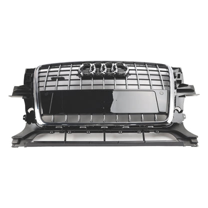 Audi Q5 2009-2012 Front Bumper Horizontal Slat Grill Chrome Grille W/ Ring Emblem