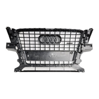 Audi Q5 2009-2012 Front Bumper Horizontal Slat Grill Chrome Grille W/ Ring Emblem