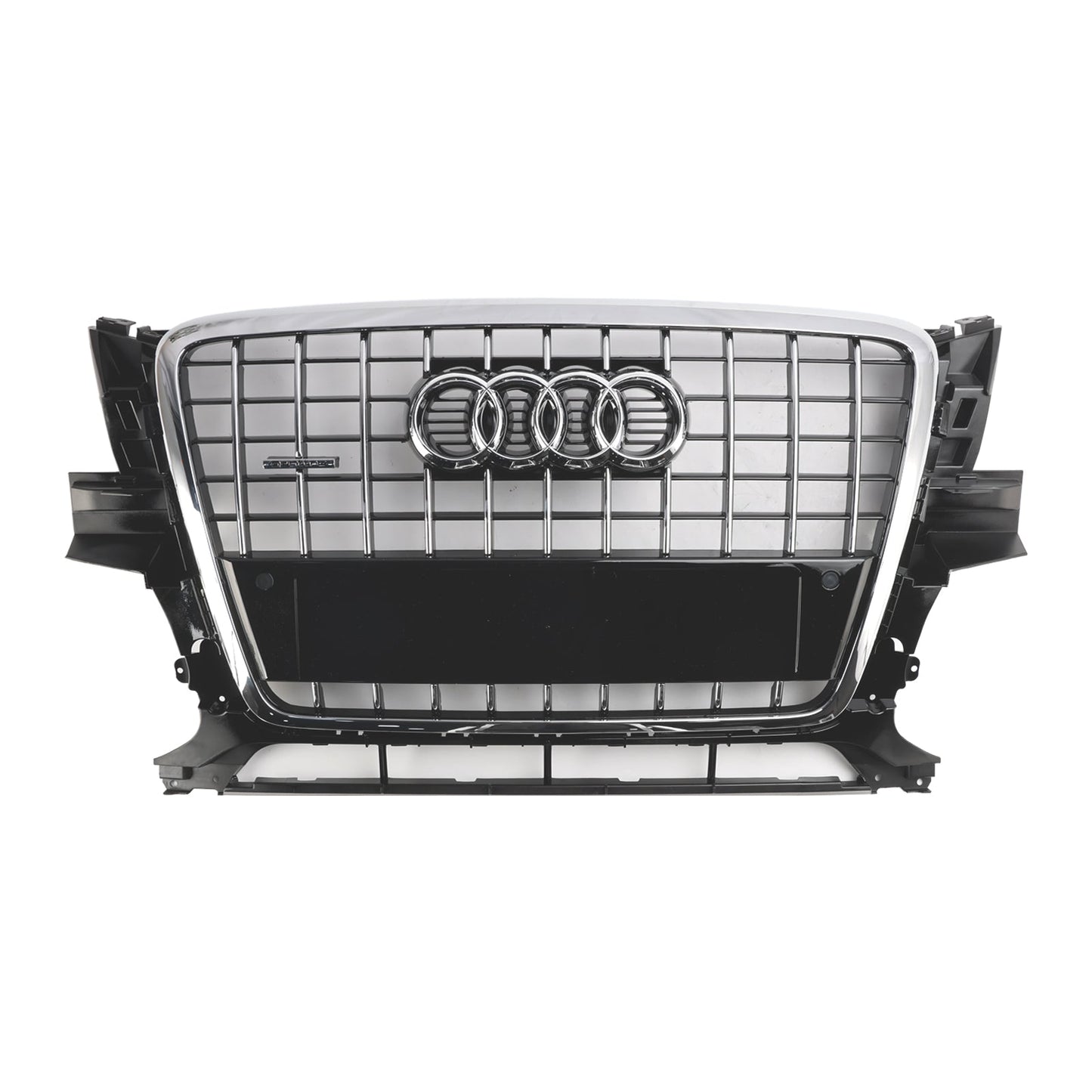 Audi Q5 2009-2012 Front Bumper Horizontal Slat Grill Chrome Grille W/ Ring Emblem