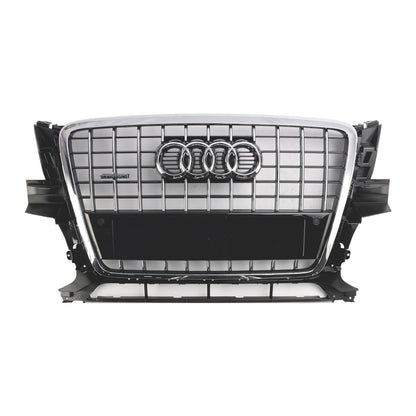 Audi Q5 2009-2012 Front Bumper Horizontal Slat Grill Chrome Grille W/ Ring Emblem