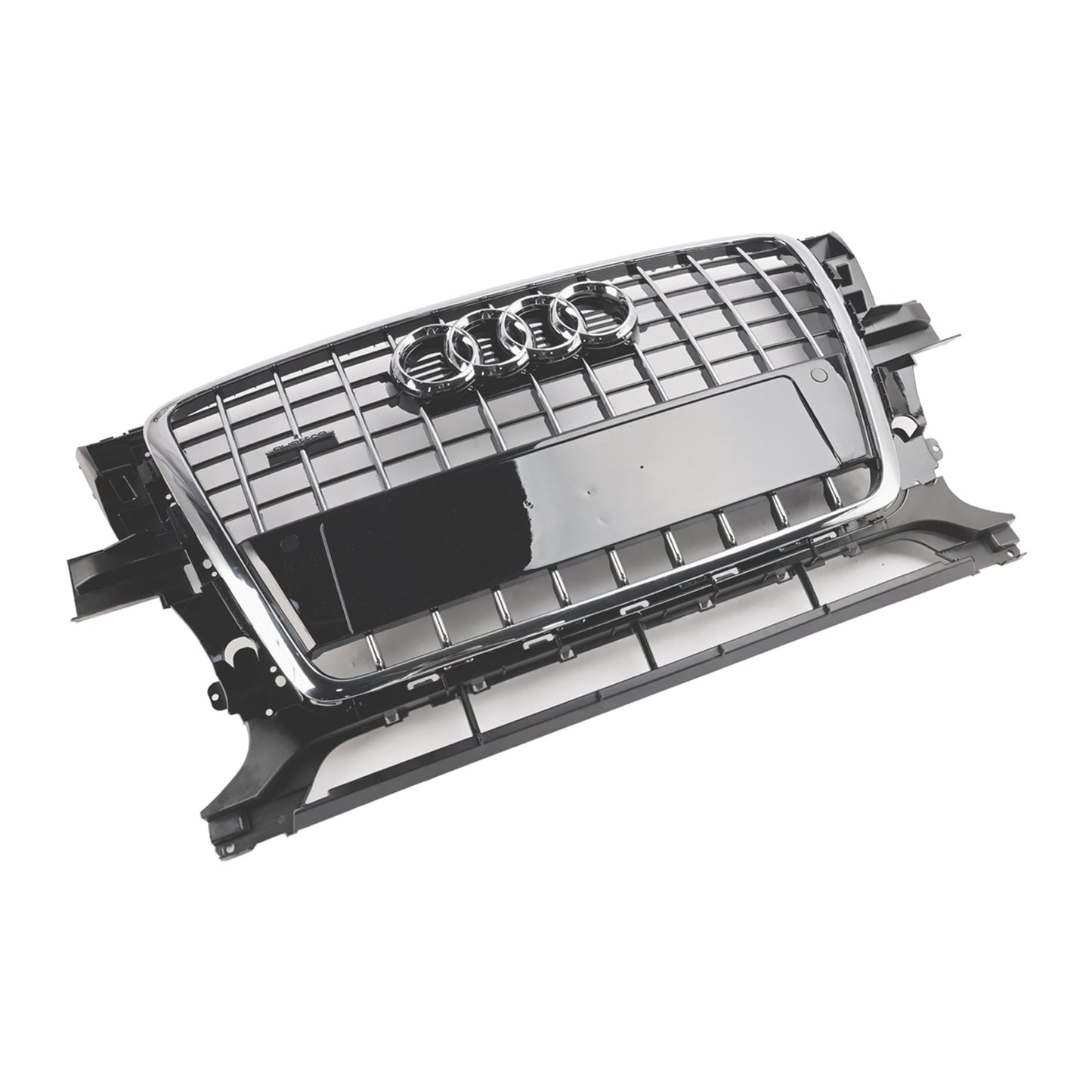Audi Q5 2009-2012 Front Bumper Horizontal Slat Grill Chrome Grille W/ Ring Emblem