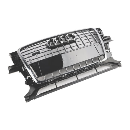 Audi Q5 2009-2012 Front Bumper Horizontal Slat Grill Chrome Grille W/ Ring Emblem