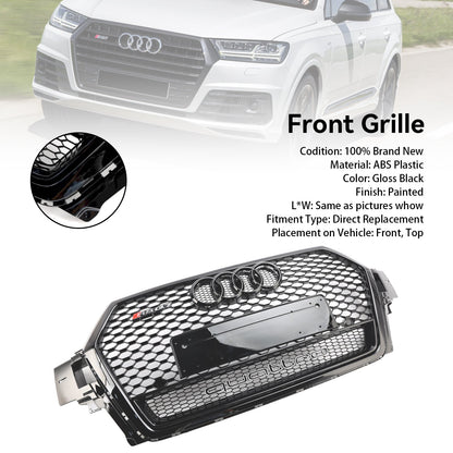 2016-2019 Audi Q7 / Q7 Sline / SQ7 RSQ7 Style Front Bumper Honeycomb Mesh Grill Gloss Black Grille