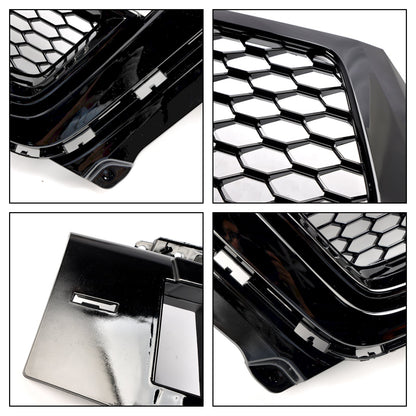 2016-2019 Audi Q7 / Q7 Sline / SQ7 Glossy Black Front Bumper Grill W/ Ring Emblem RSQ7 Honeycomb Quattro Grille