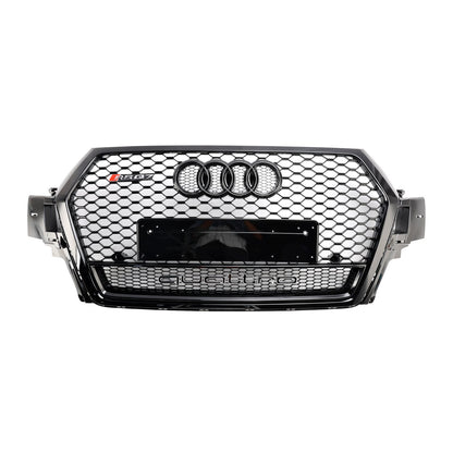 2016-2019 Audi Q7 / Q7 Sline / SQ7 RSQ7 Style Front Bumper Honeycomb Mesh Grill Gloss Black Grille