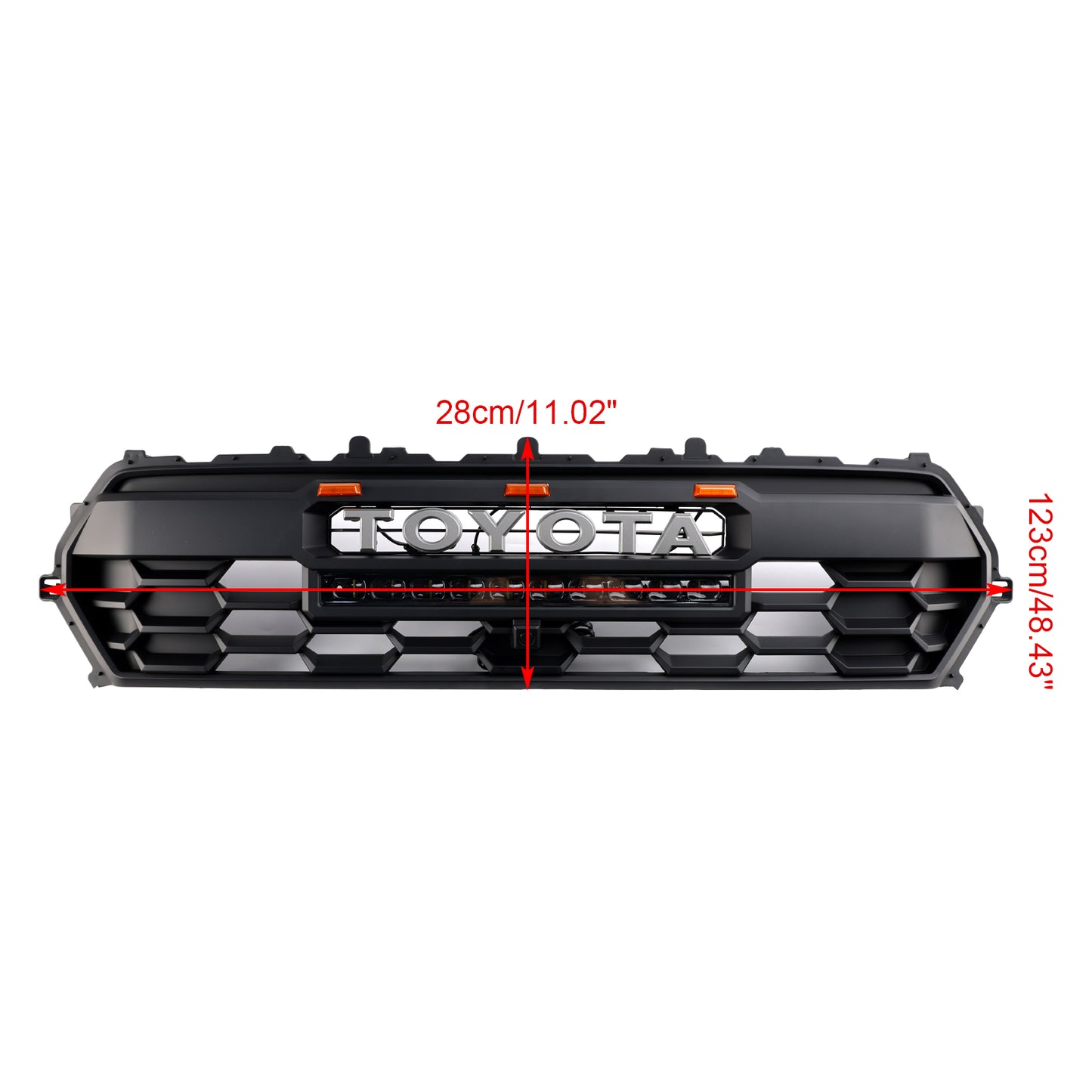 Toyota 2024-2025 Tacoma TRD Pro Front Grille Black Honeycomb Grill + LED Light + Light Bar + Letter
