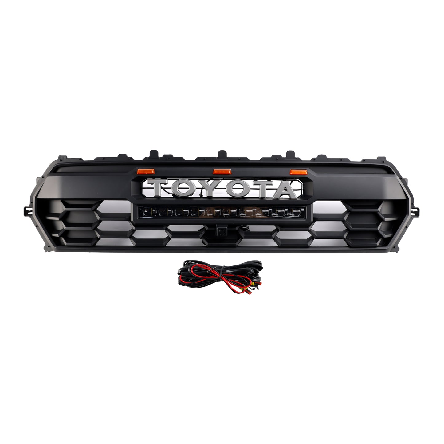 Toyota 2024-2025 Tacoma TRD Pro Front Grille Black Honeycomb Grill + LED Light + Light Bar + Letter