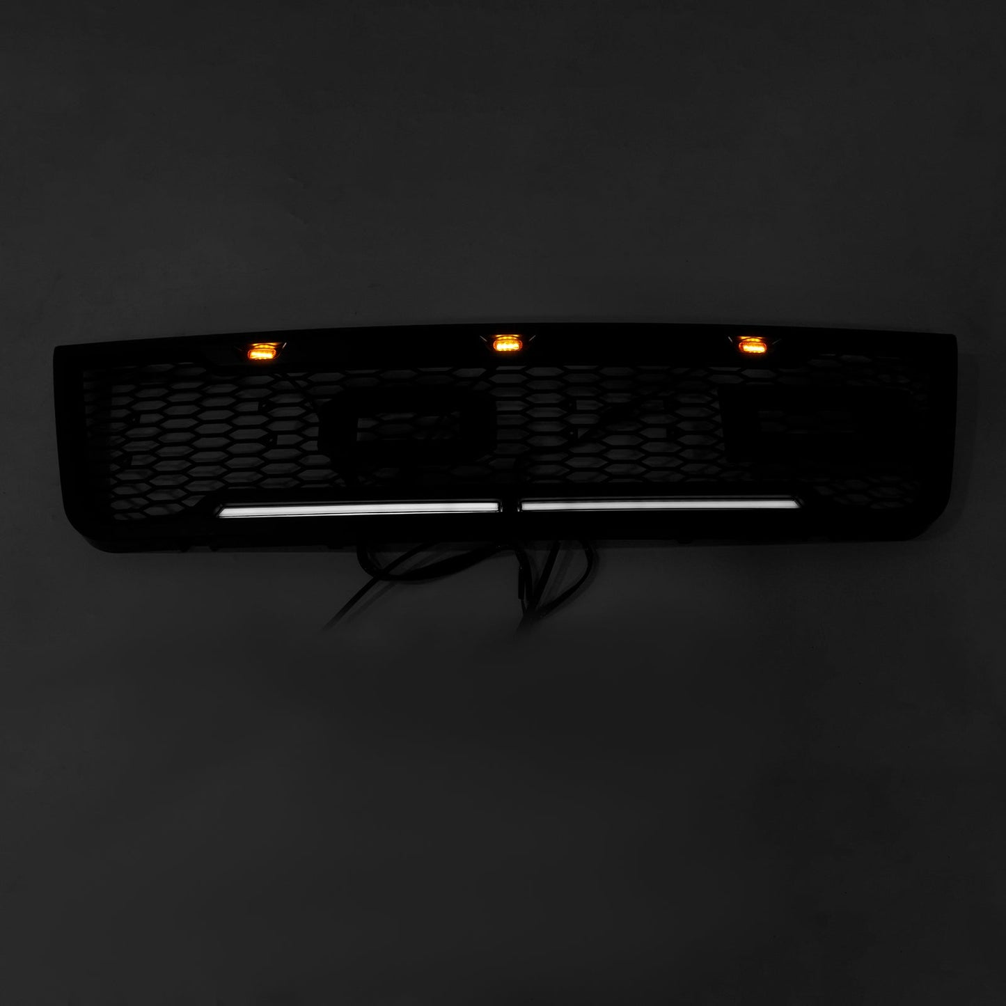 2003-2007 Ford E150 E250 E350 Grill Front Bumper Matte Black Replacement Grille W/ LED Light