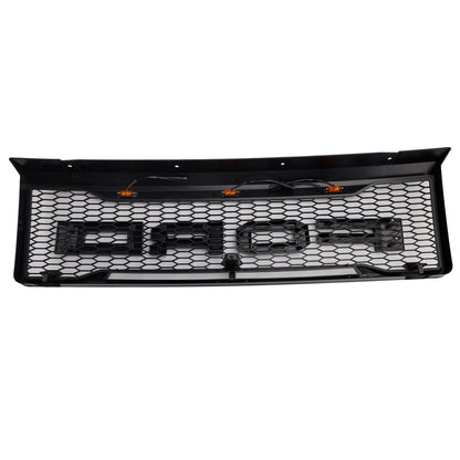 1992-1996 Ford F150 Matte Black Front Honeycomb Bumper Grille Grill W/ LED