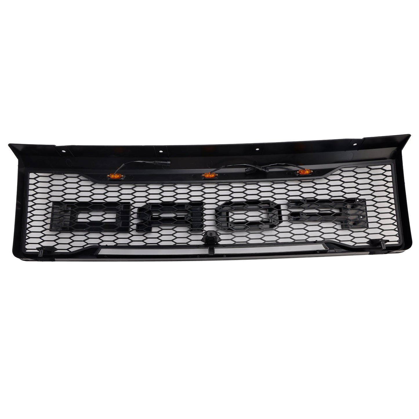 Ford F150 1992-1996 Matte Black Front Honeycomb Bumper Grille Grill W/ Led