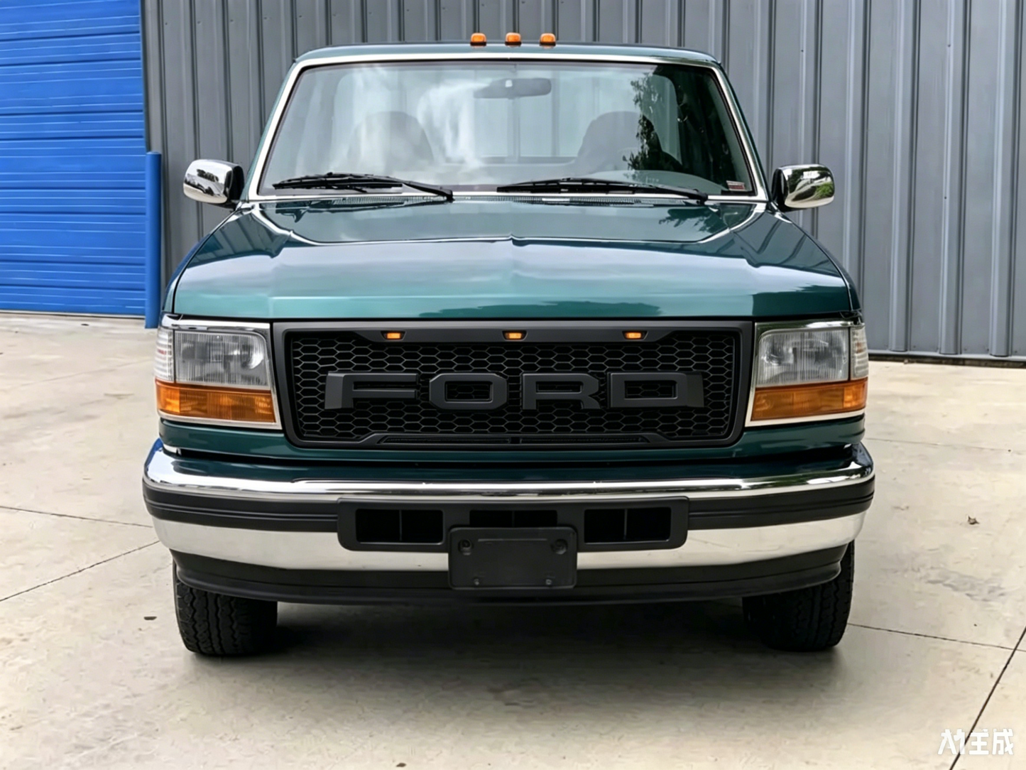 1992-1996 Ford F150 Matte Black Front Honeycomb Bumper Grille Grill W/ LED