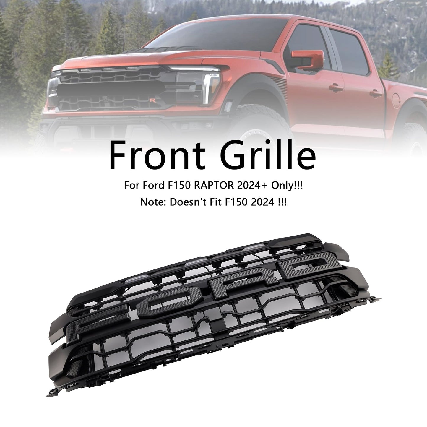 2024-On Ford F150 Raptor Only Black Front Bumper Grille Grill