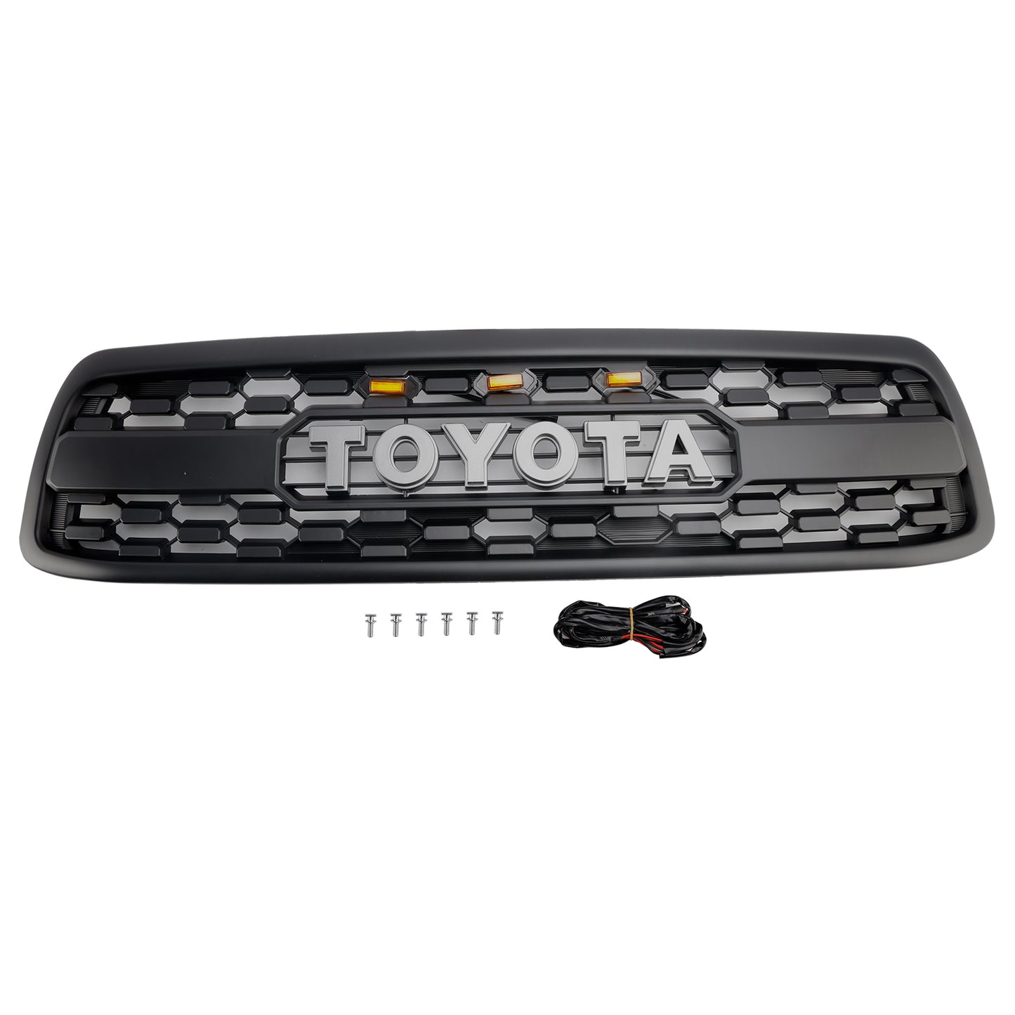 2000-2002 Toyota Tundra Matte Black Front Bumper Grill Grille W/Led