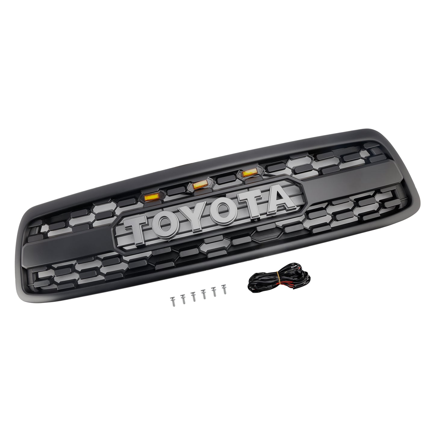2000-2002 Toyota Tundra Matte Black Front Bumper Grill Grille W/Led