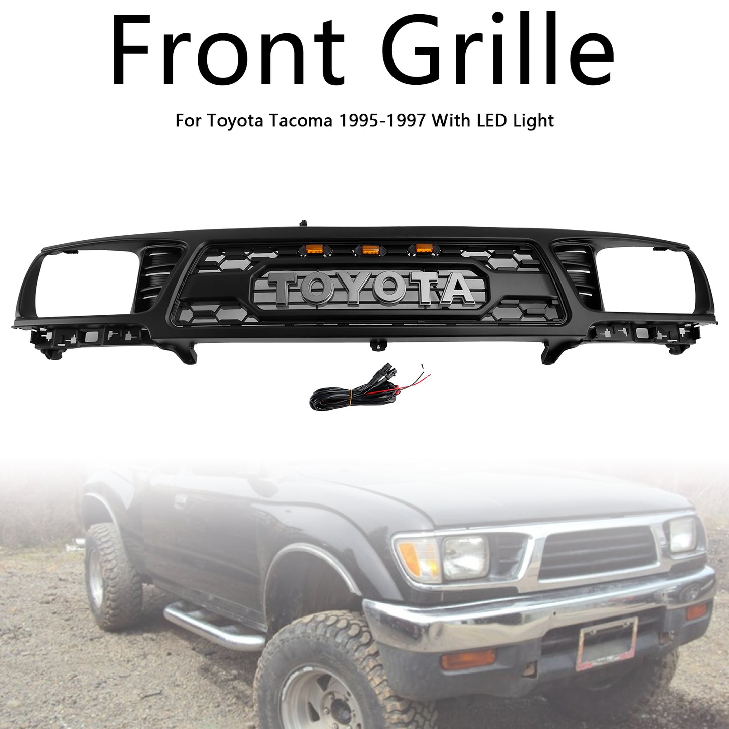 1995-1997 Toyota Tacoma TRD PRO Style Grill Honeycomb Front Bumper Grille