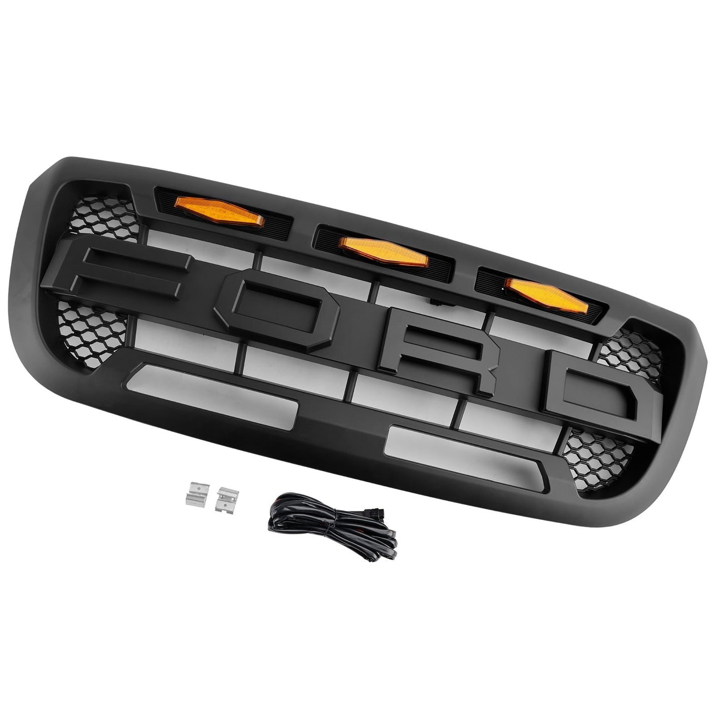 2004-2011 Ford Ranger Matt Black Front Bumper Grill Grille With Led Light