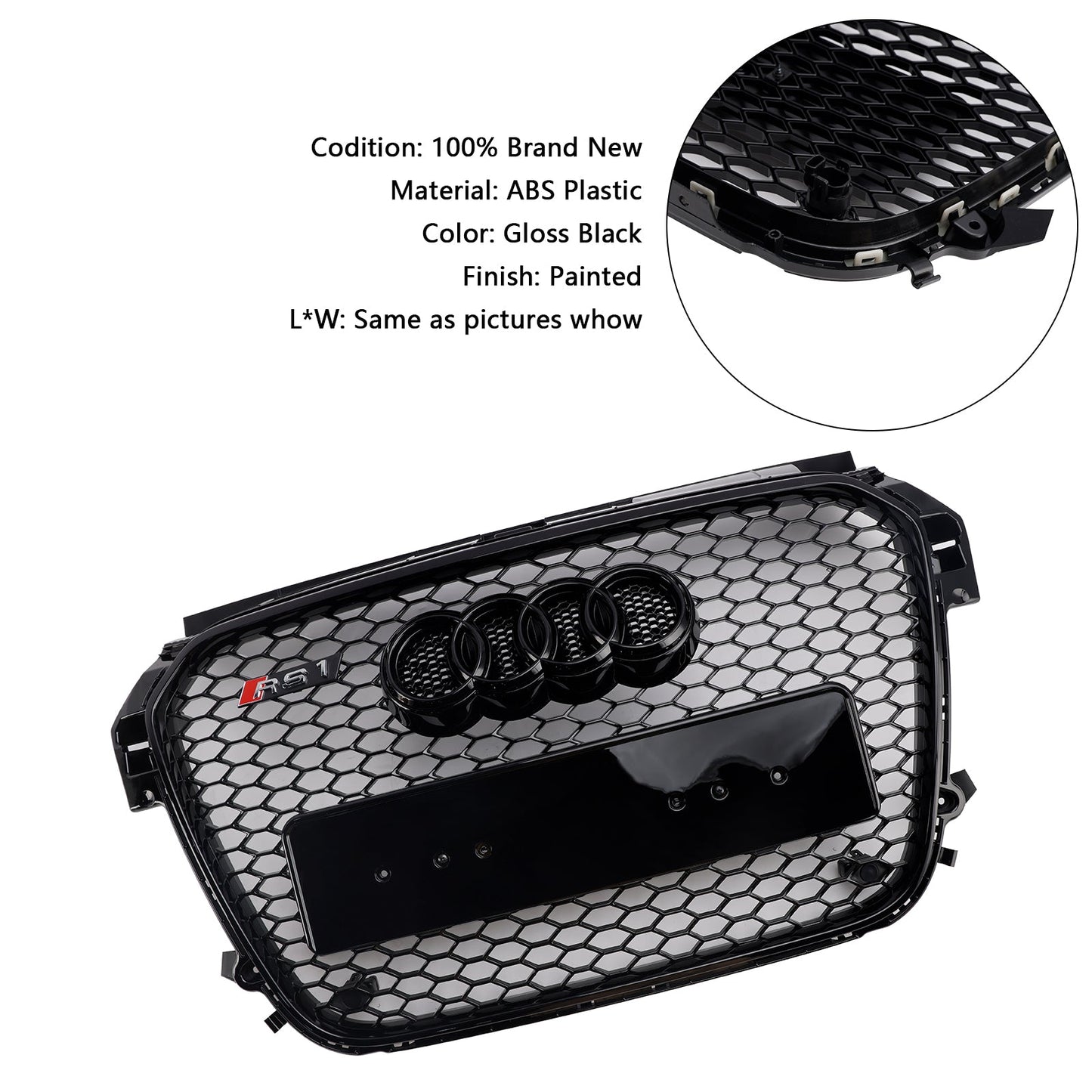 2010 2012 2013 2014 2015 Audi A1 / A1 Sline RS Honeycomb Grille Front Grille Air Intake Radiator Black Hex Mesh Grill