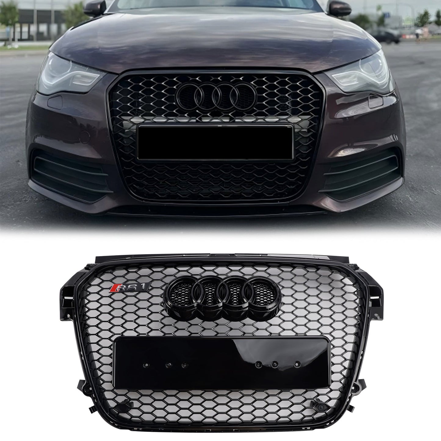 2010 2012 2013 2014 2015 Audi A1 / A1 Sline RS Honeycomb Grille Front Grille Air Intake Radiator Black Hex Mesh Grill