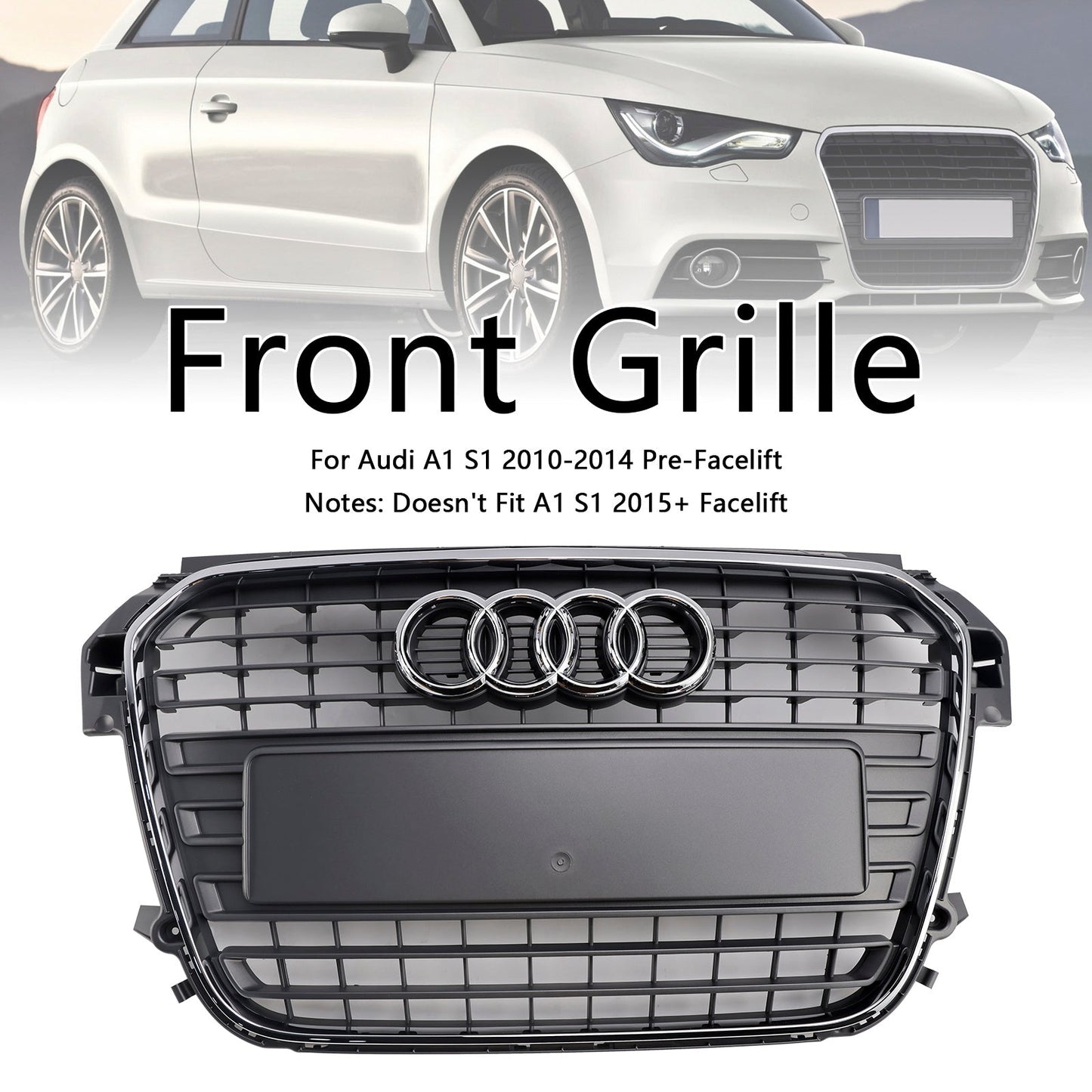 2010-2015 Audi A1 / A1 S-Line Front Grille Honeycomb / Slat Style Air Intake Radiator Grill