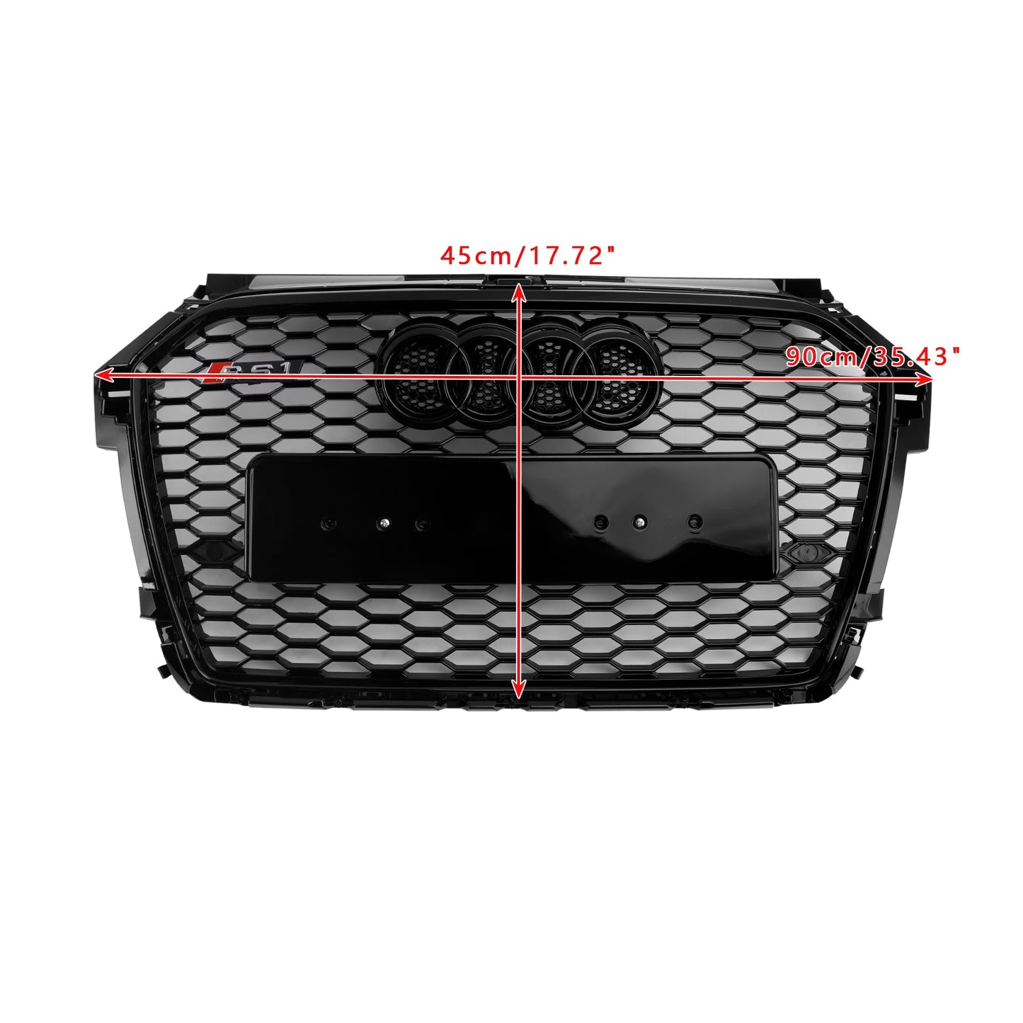 2014 2015 2016 2017 2018 2019 Audi A1 / A1 Sline / S1 8X Honeycomb / Slat Front Grille Air Intake Radiator Black RS Grill W/ Audi Rings