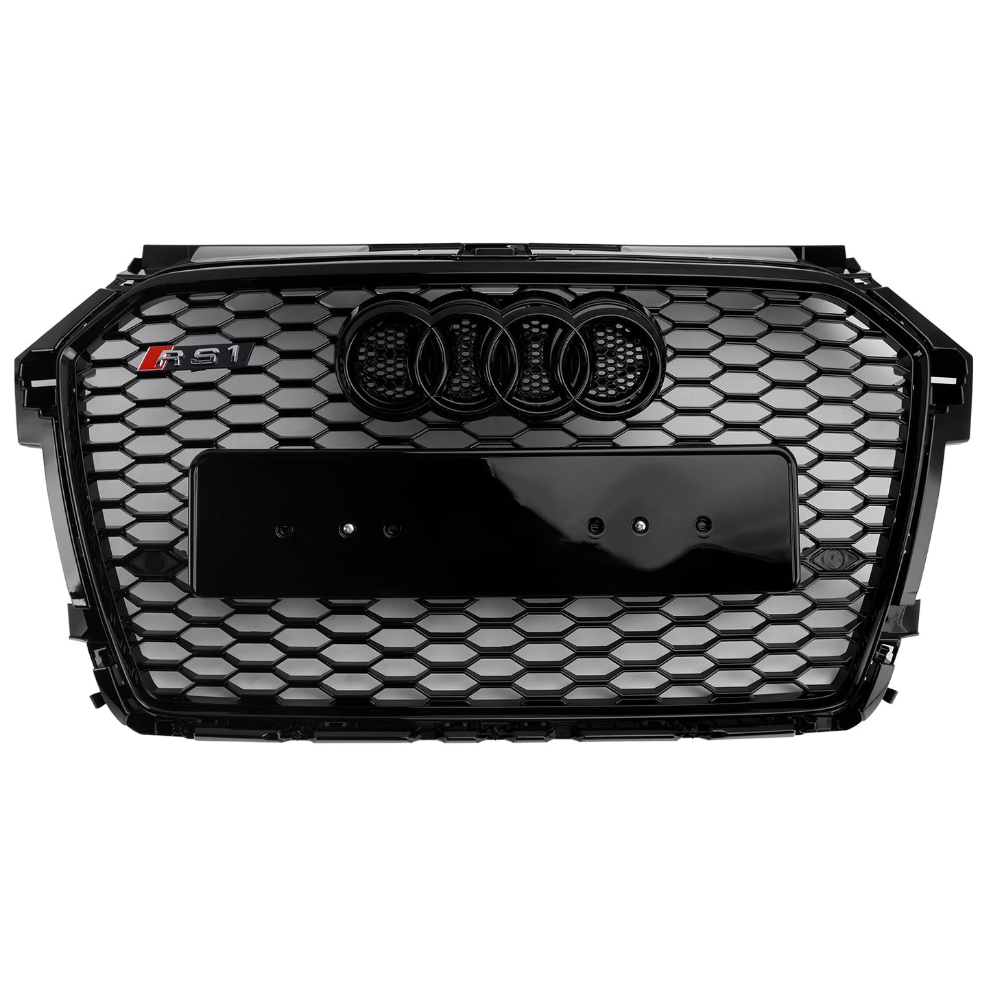 2014 2015 2016 2017 2018 2019 Audi A1 / A1 Sline / S1 8X Honeycomb / Slat Front Grille Air Intake Radiator Black RS Grill W/ Audi Rings