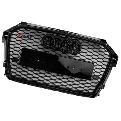 2014-2019 Audi A1 / S1 8X RS Style Grille Front Bumper Honeycomb Mesh Glossy Black Grille