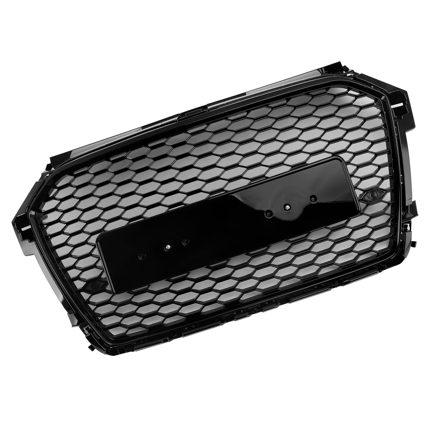 2014-2019 Audi A1 / A1 Sline / S1 8X Sport RS Grille Mesh Hex Glossy Black Replacement Grill With Rings Emblem