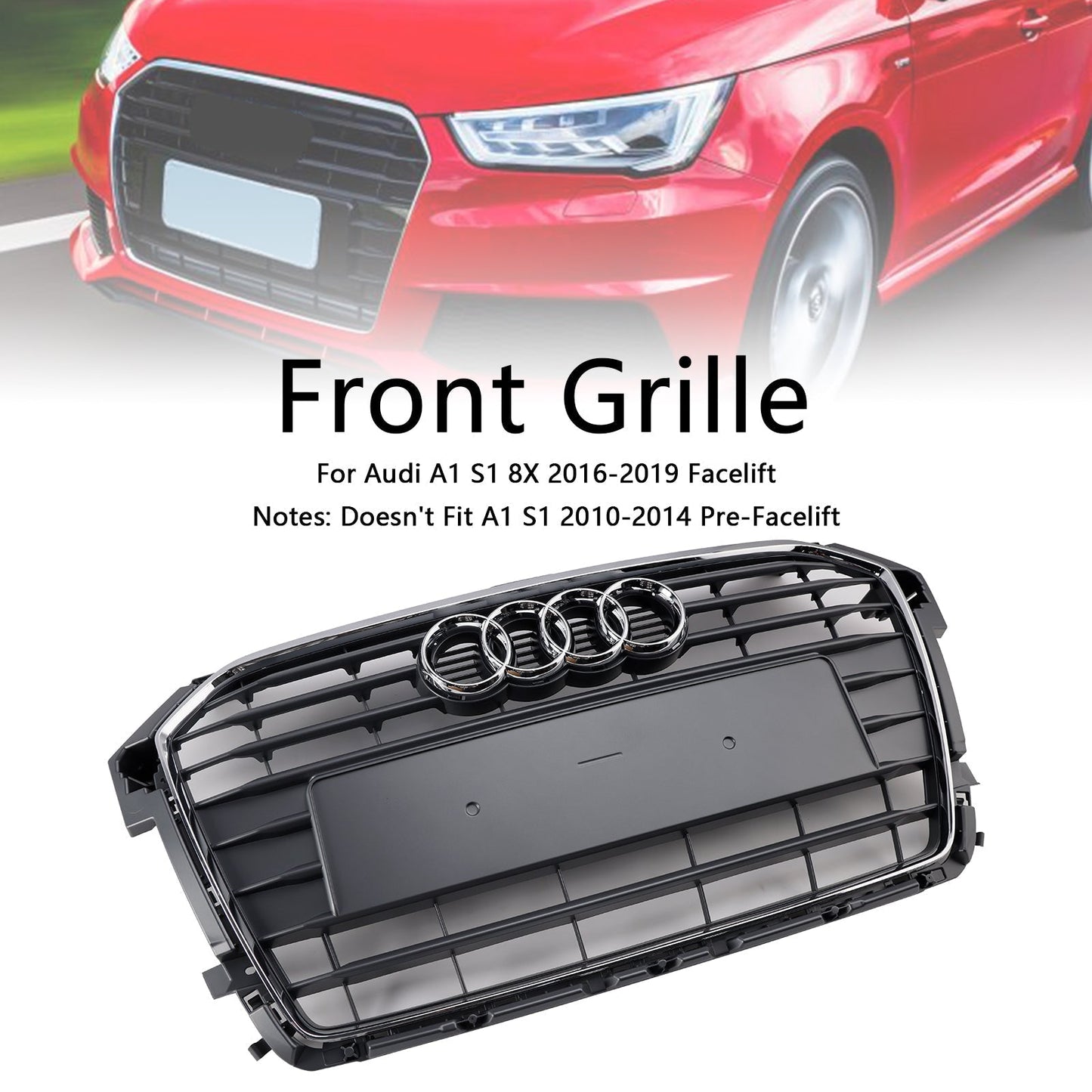2016-2019 Audi A1 S1 MK1 Facelift Chrome 8XA853651B Front Bumper Grille Grill