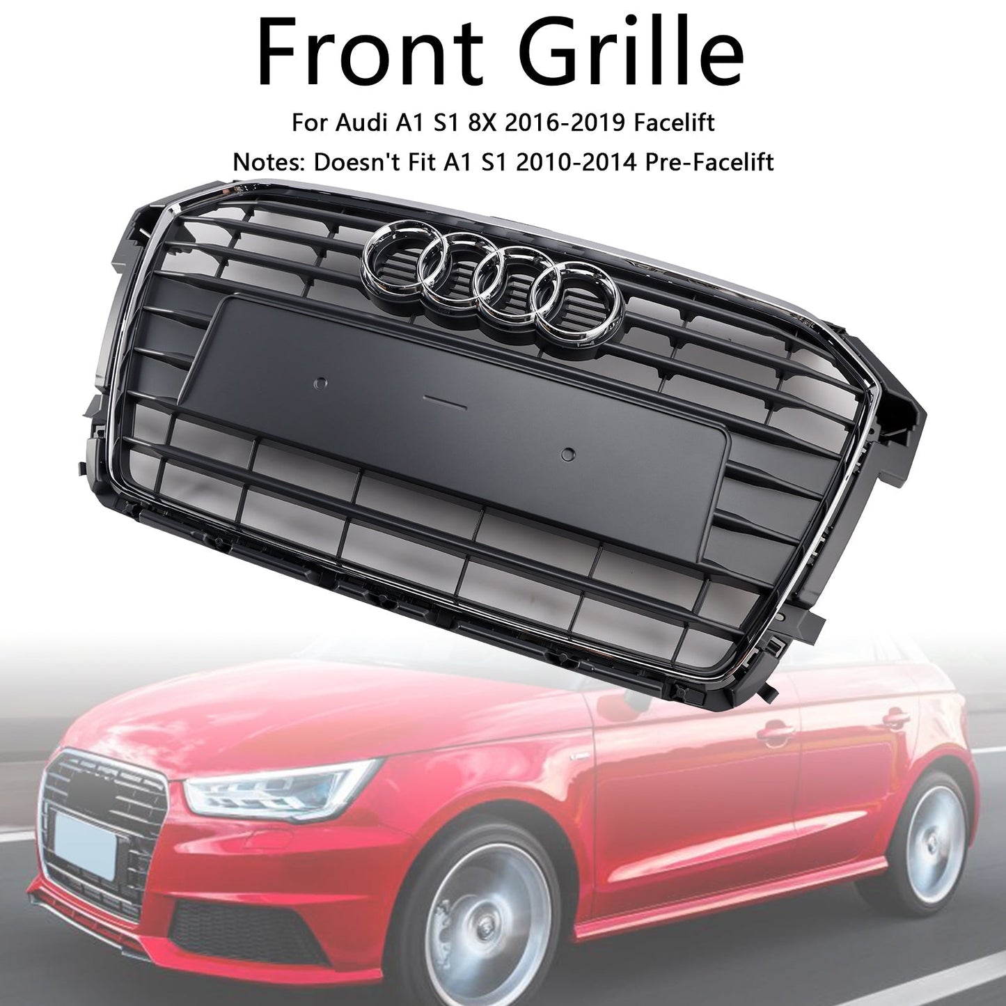 2016-2019 Audi A1 S1 MK1 Facelift Chrome 8XA853651B Front Bumper Grille Grill