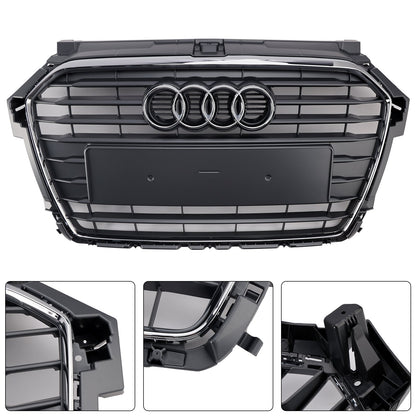 2014 2015 2016 2017 2018 2019 Audi A1 / A1 Sline / S1 8X Honeycomb / Slat Front Grille Air Intake Radiator Black RS Grill W/ Audi Rings