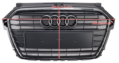 2014 2015 2016 2017 2018 2019 Audi A1 / A1 Sline / S1 8X Honeycomb / Slat Front Grille Air Intake Radiator Black RS Grill W/ Audi Rings