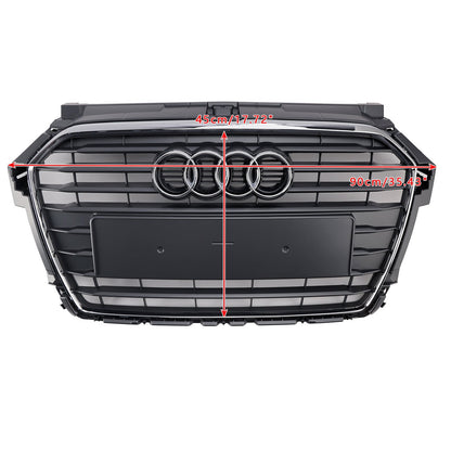 2014 2015 2016 2017 2018 2019 Audi A1 / A1 Sline / S1 8X Honeycomb / Slat Front Grille Air Intake Radiator Black RS Grill W/ Audi Rings