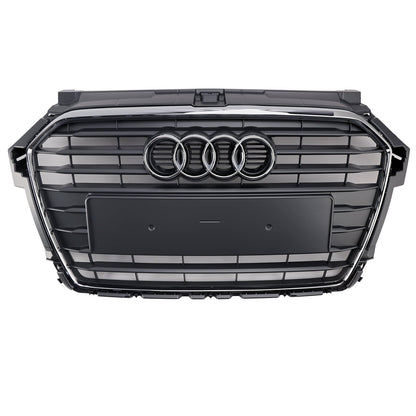 2014 2015 2016 2017 2018 2019 Audi A1 / A1 Sline / S1 8X Honeycomb / Slat Front Grille Air Intake Radiator Black RS Grill W/ Audi Rings