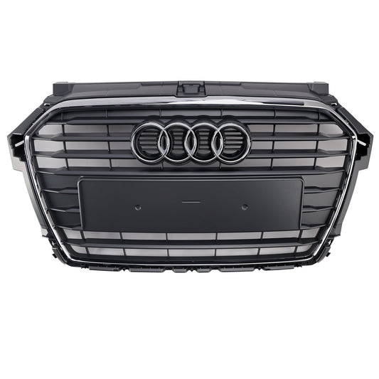 2014 2015 2016 2017 2018 2019 Audi A1 / A1 Sline / S1 8X Honeycomb / Slat Front Grille Air Intake Radiator Black RS Grill W/ Audi Rings