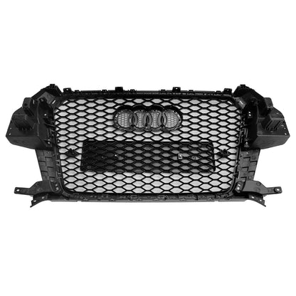 2011-2014 Audi Q3 Front Bumper Black Grille W/ Ring Emblem RSQ3 Style Honeycomb Grille